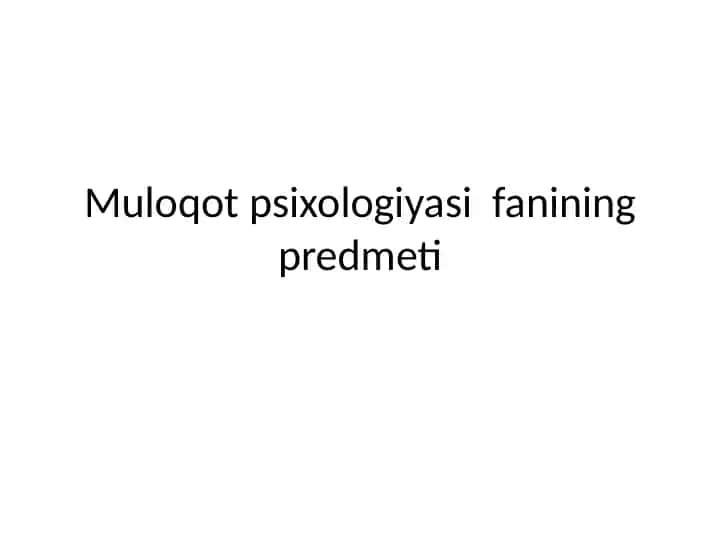 Muloqot psixologiyasi