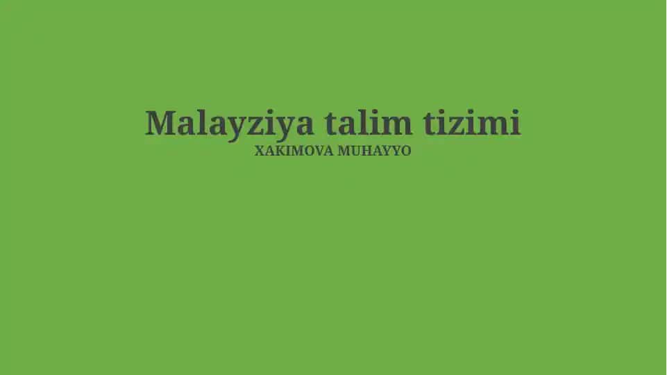 Malayziya talim tizimi