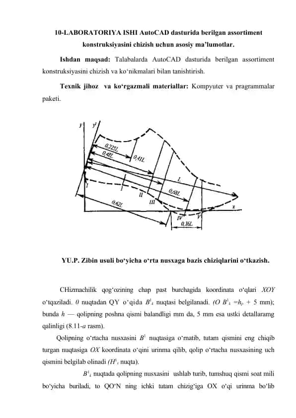 Laboratoriya ishi AutoCAD dasturida assortiment konstruksiyasini chizish uchun asosiy ma’lumotlar