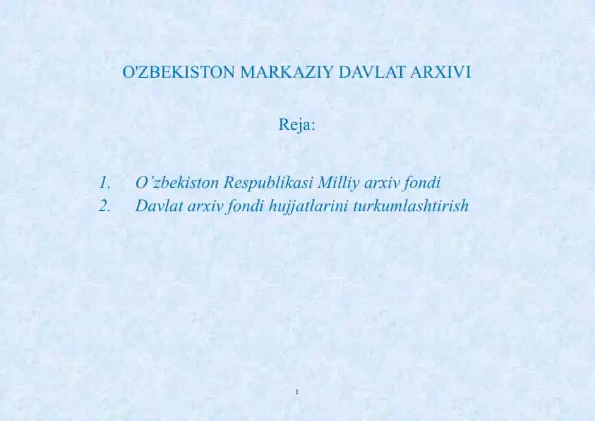 O’zbekiston Respublikasi Milliy arxiv fondi