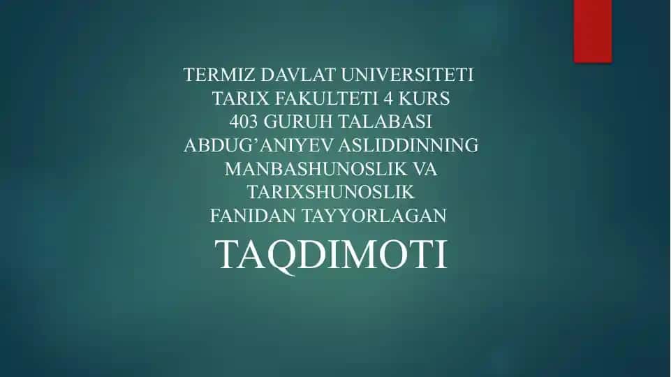 Tarixning O'rganilishi