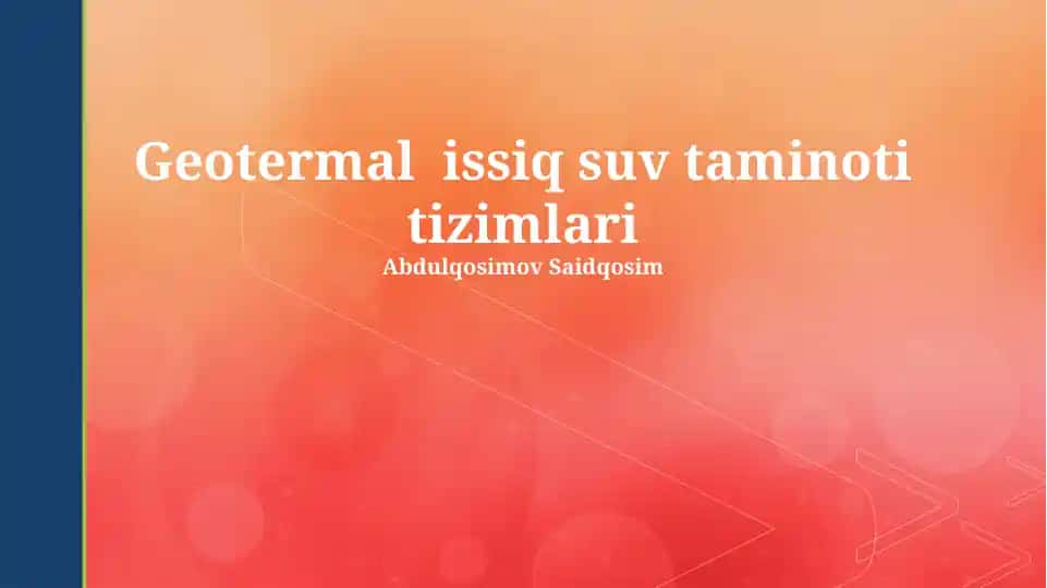 Geotermal issiq suv ta'minoti tizimlari