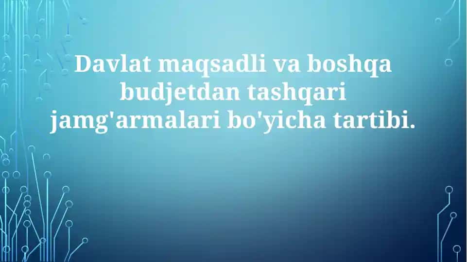 Davlat maqsadli va boshqa budjetdan tashqari jamg'armalar, tartibi