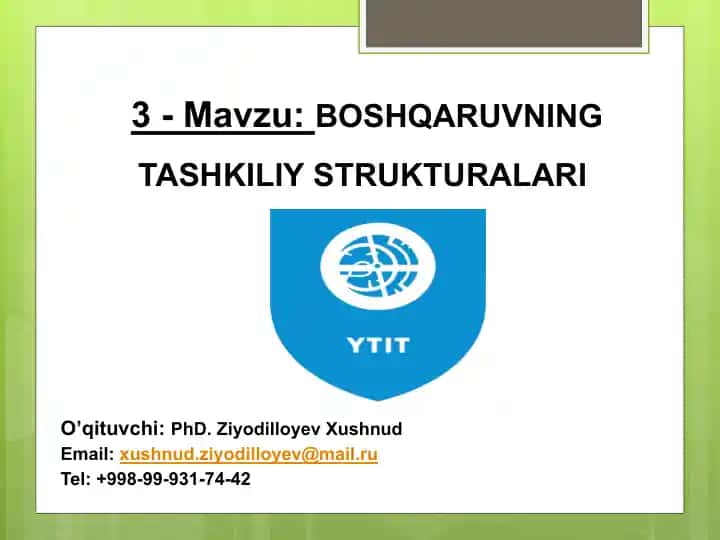 BOSHQARUVNING TASHKILIY STRUKTURALARI