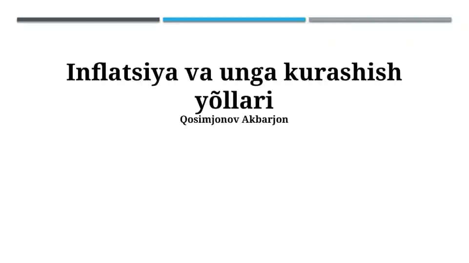 Inflatsiya va unga kurashish yillari