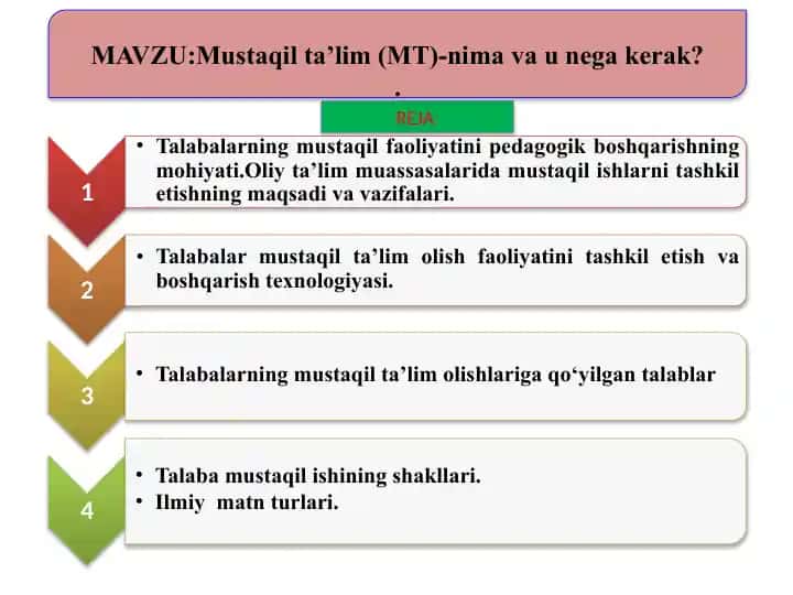 Mustaqil ta'limning mohiyati va vazifalari