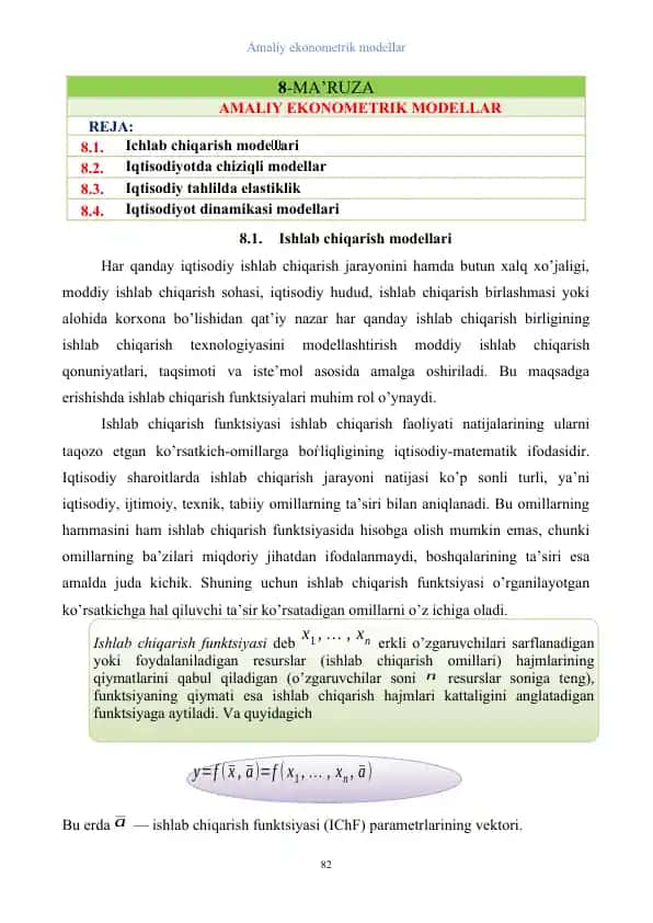 Amaliy ekonometrik modellar