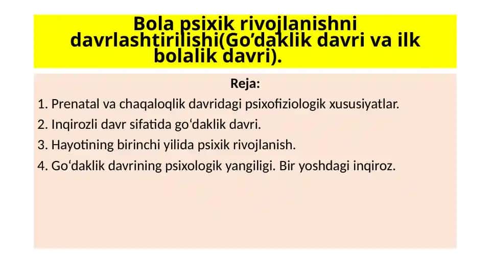 Bolapsixikrivojlanishnidavrlashtirilishi