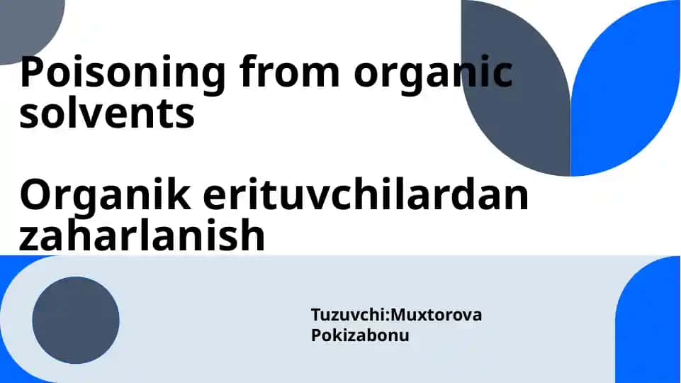 Toxicity of Organic Solvents