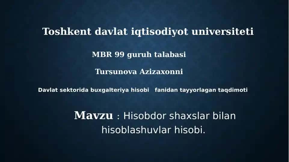 Davlat sektorida buxgalteriya hisobi