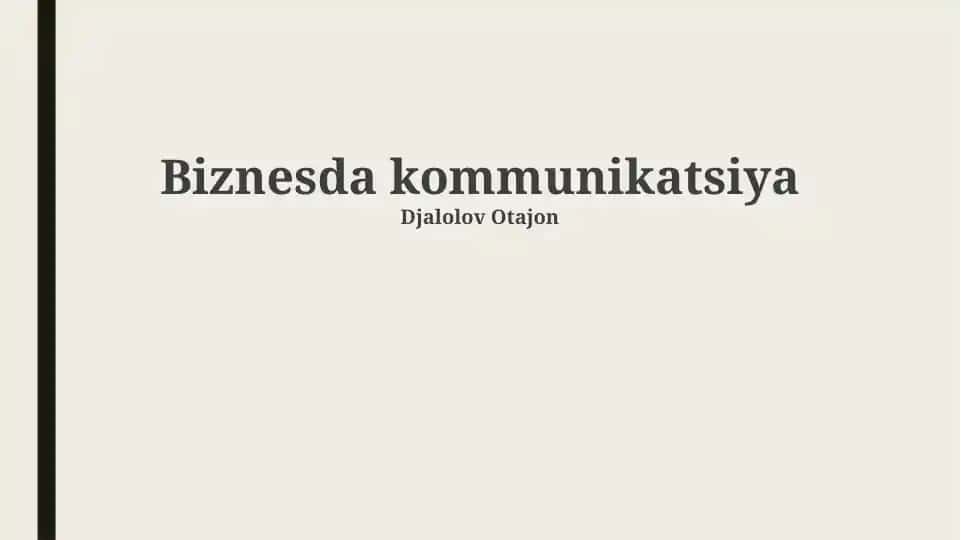 Biznesda kommunikatsiya