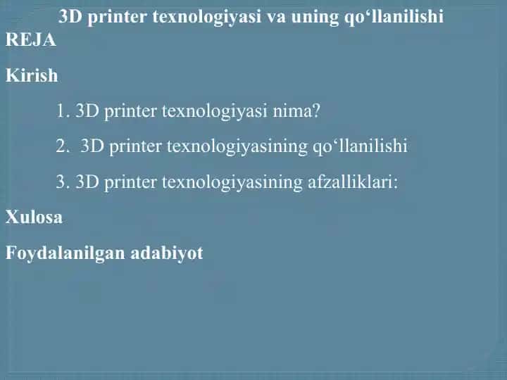3D printertexnologiyasi