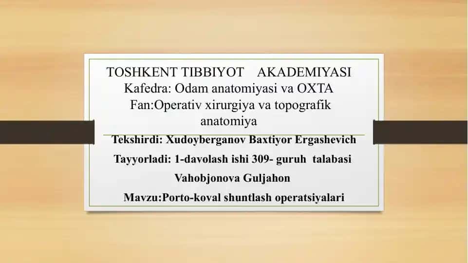 Porto-kovalshuntlash operatsiyalari