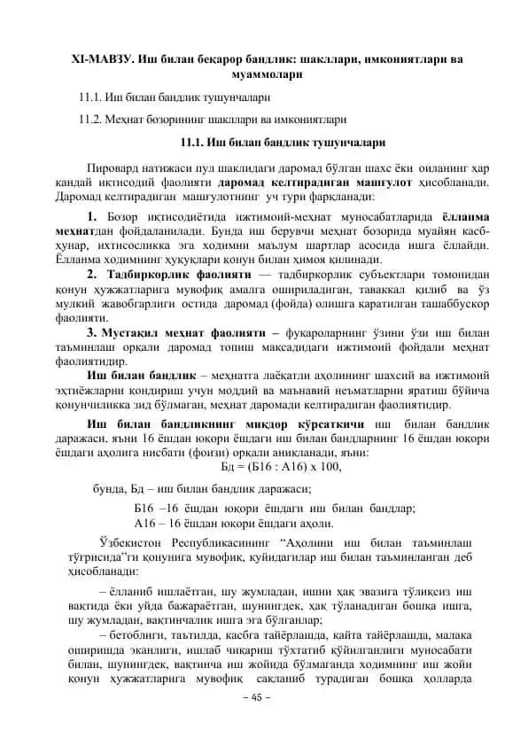Ish bilan beqaror bandlik: shakllari, imkoniyatlari va muammonlari