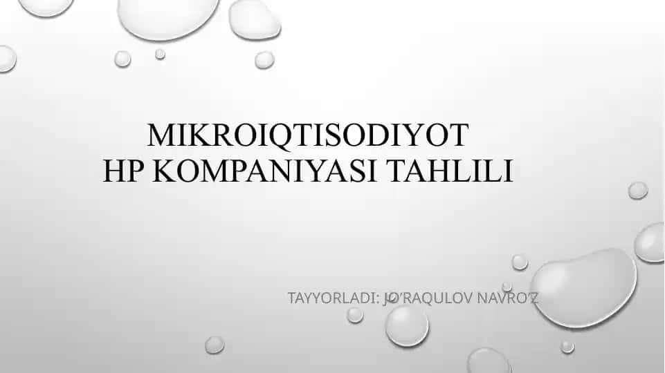 Mikroiqtisodiyot HP Kompaniyasi tahlili