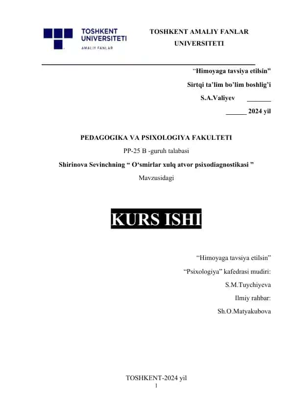 Oʻsmirlar xulq atvor psixodiagnostikasi