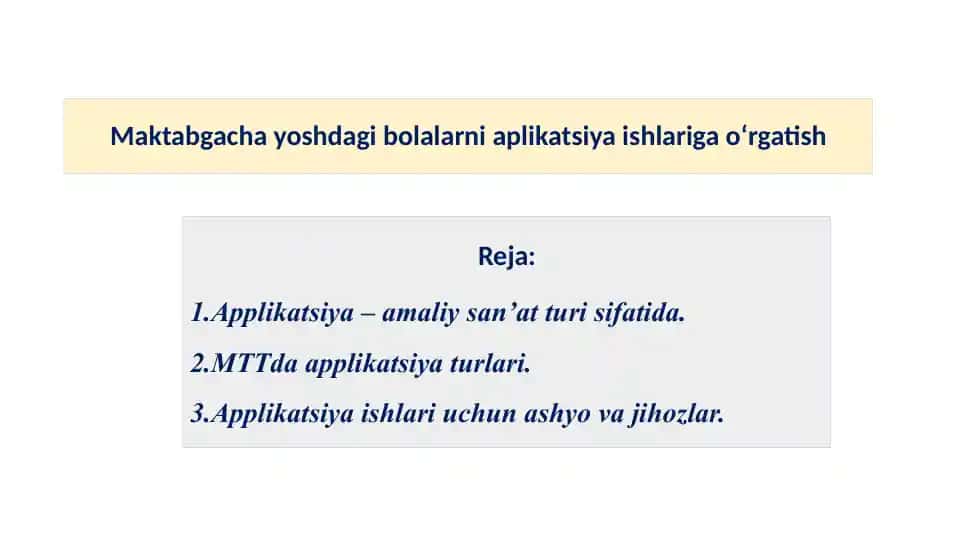 Maktabgacha yoshdagi bolalarni applikatsiya ishlariga o'rgatish