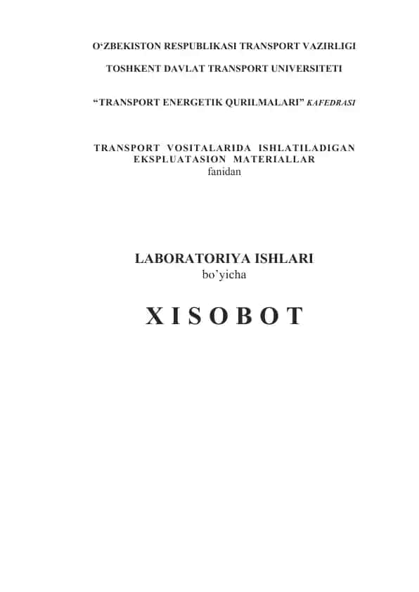 Benzinlarning asosiy xossalari bo'yicha laboratoriya ishi