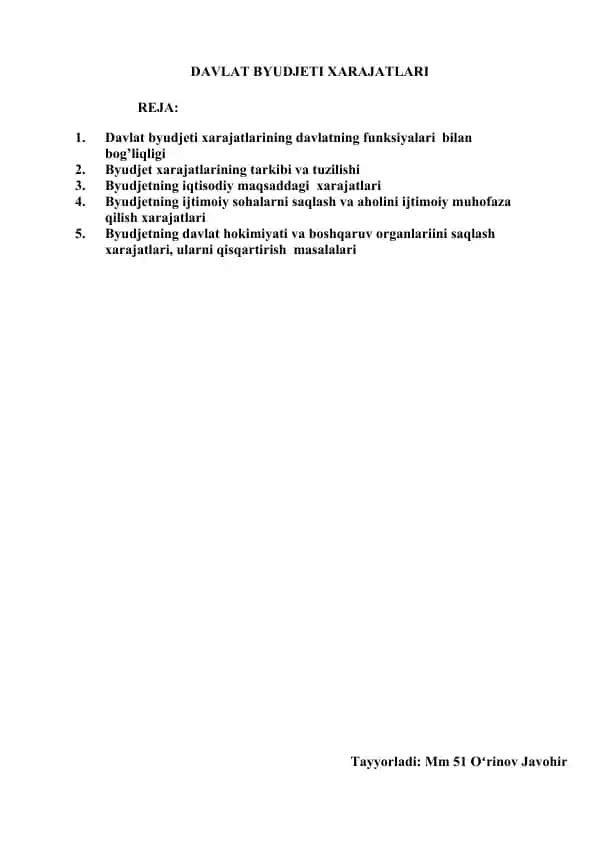 Davlat byudjeti xarajatlari