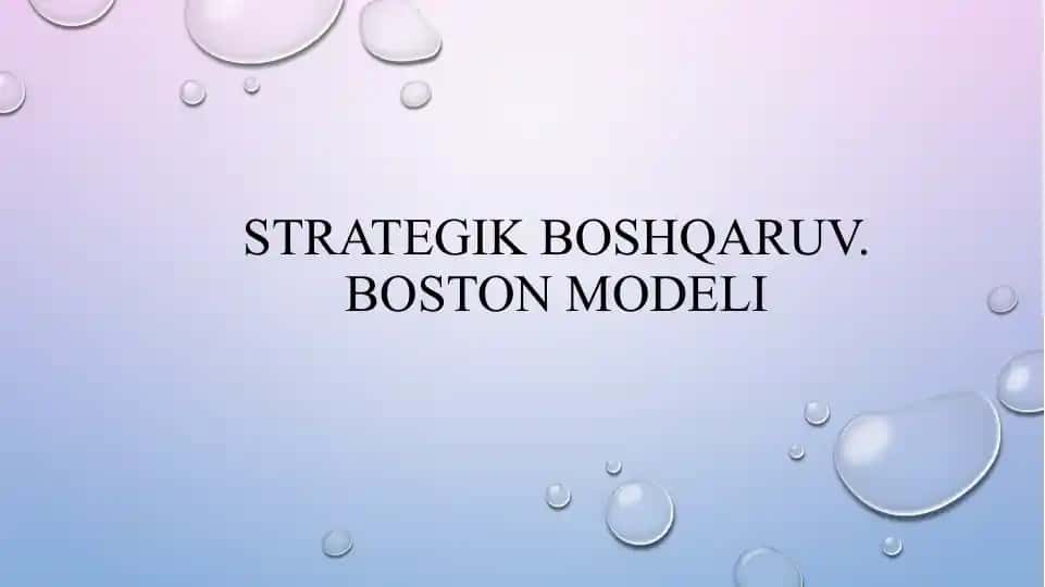 Strategik boshqaruv. boston modeli