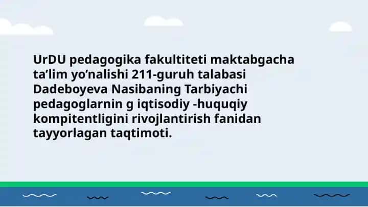 Maktabgacha ta’lim tashkiloto tarbiyachisining interfaol vosita va shakllardan foydalanishi