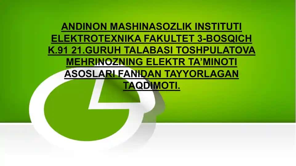 Elektr energiyasining sifati haqida taqdimot