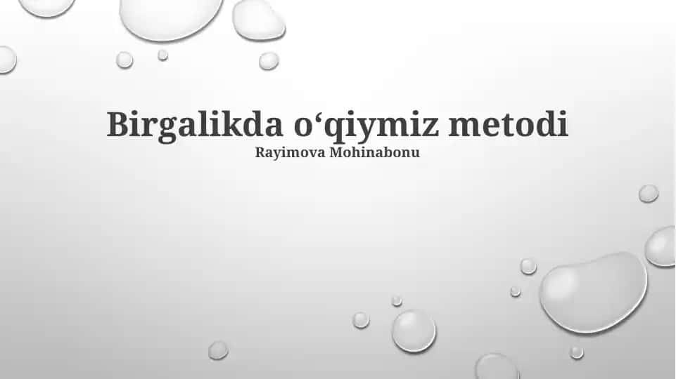 "Birgalikda O'qiymiz" Metodi