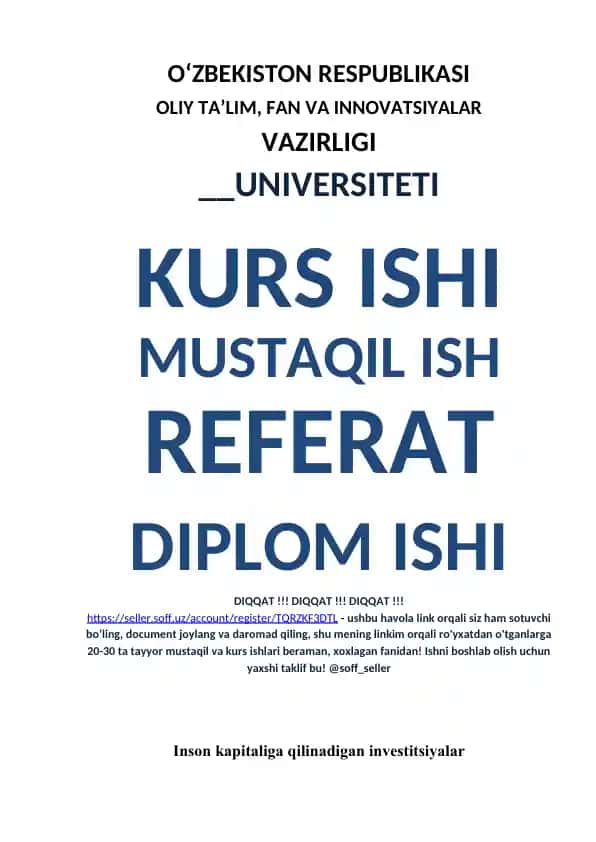Referat “Inson kapitaliga qilinadigan investitsiyalar”