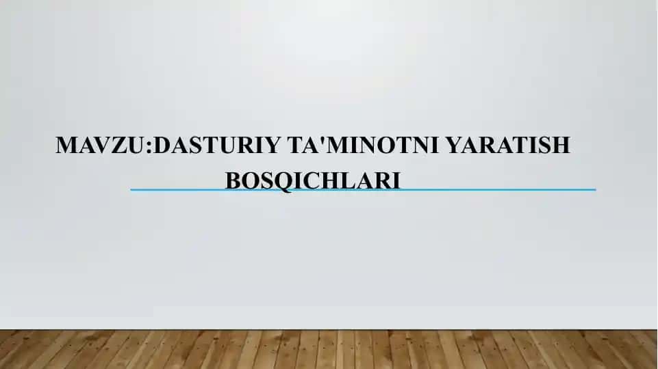 Dasturiy ta'minotni yaratish bosqichlari