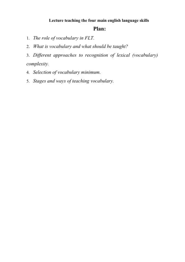Lecture on Teaching English Vocabulary