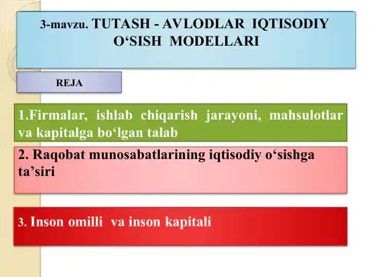 TUTASH - AVLODLAR IQTISODIY O‘SISH MODELLARI