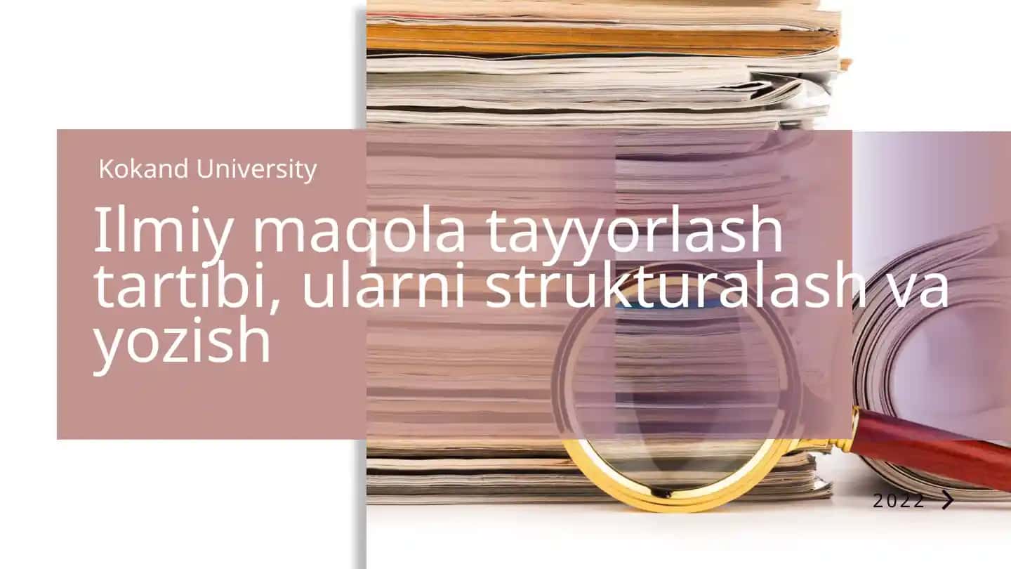 Ilmiy Maqola Tayyorlash Va Chop Etish