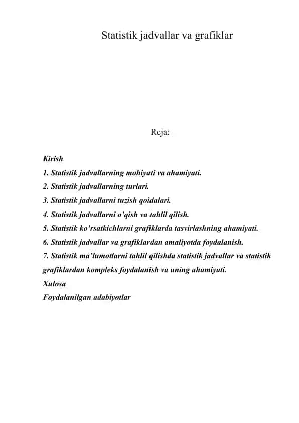 Statistik jadvallar va grafiklar