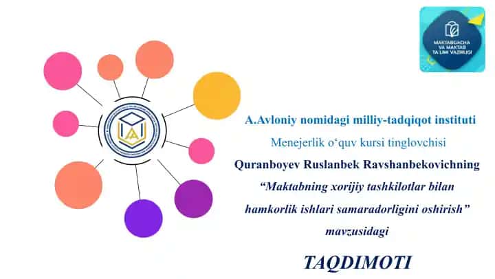 Maktabning xorijiy tashkilotlar bilan hamkorlik ishlari samaradorligini oshirish