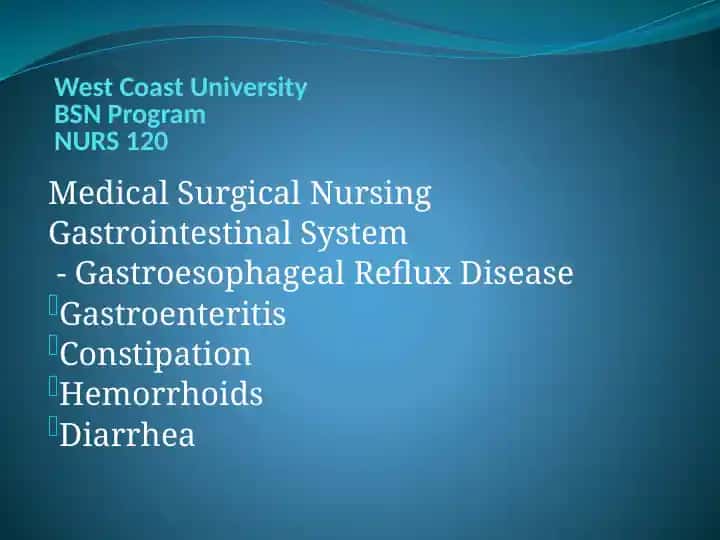 Medical Surgical Nursing: Gastrointestinal System