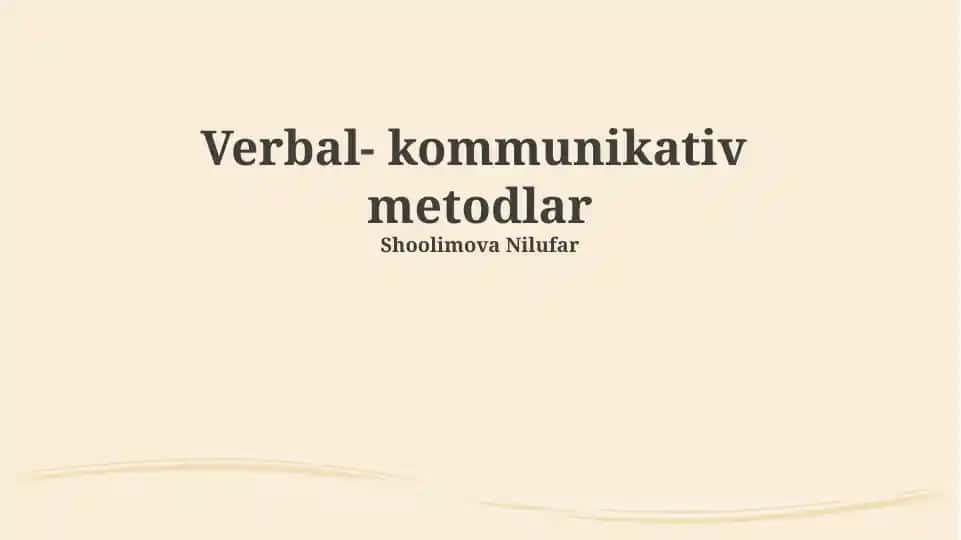 Verbal-kommunikativ metodlar