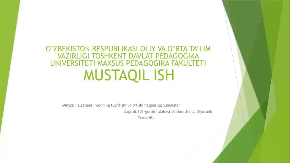 Falsafada insonni tug'ilishi va o'lishi
