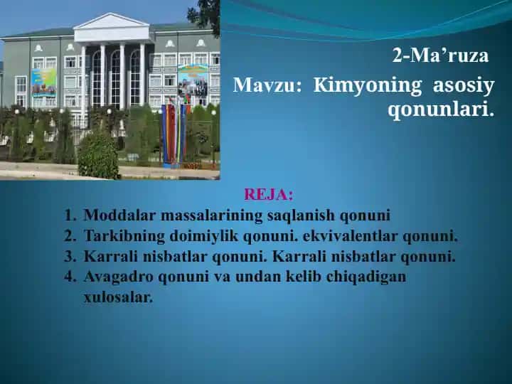 Kimyoning Asosiy Qonunlari