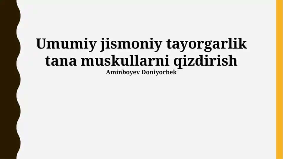 Umumiy jismoniy tayorgarlik tana muskullarni qizdirish