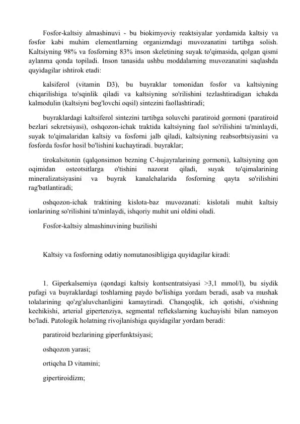 Fosfor-kaltsiy almashinuvi
