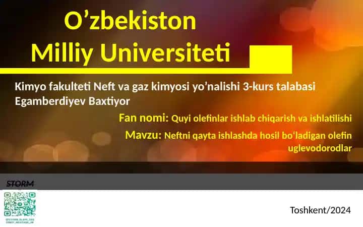 Quyi olefinlar ishlab chiqarish va ishlatilishi