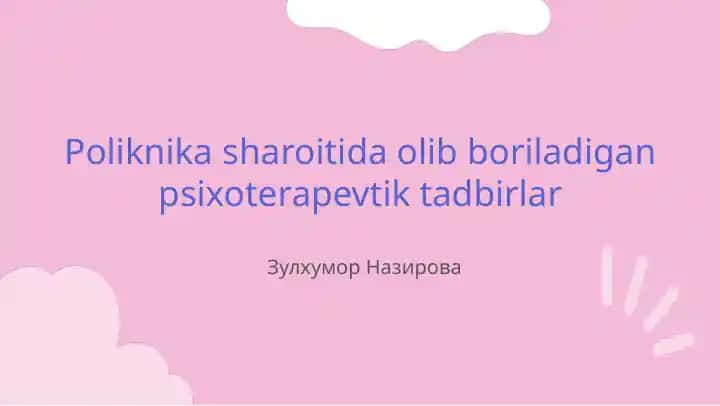 Psixoterapevtik tadbirlar Poliknika sharoitida