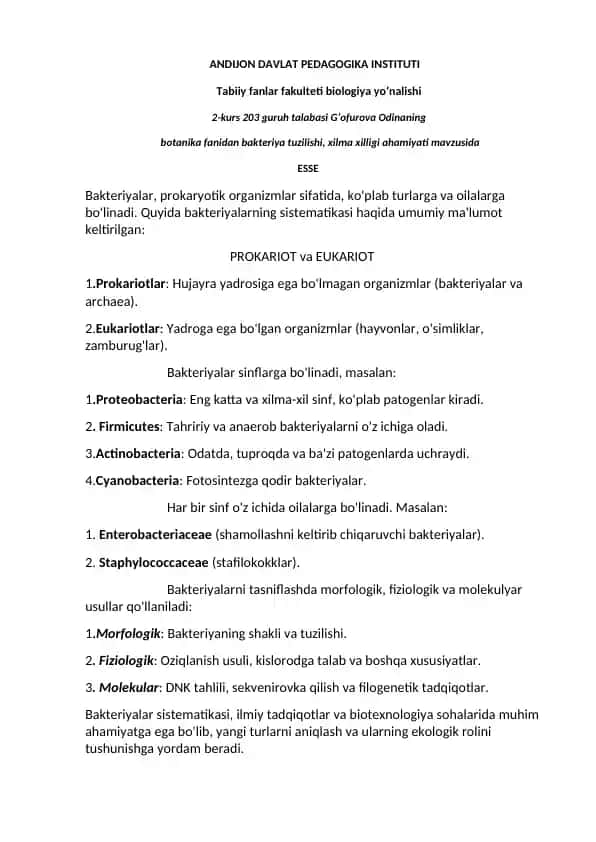 Bakteriya Tuzilishi