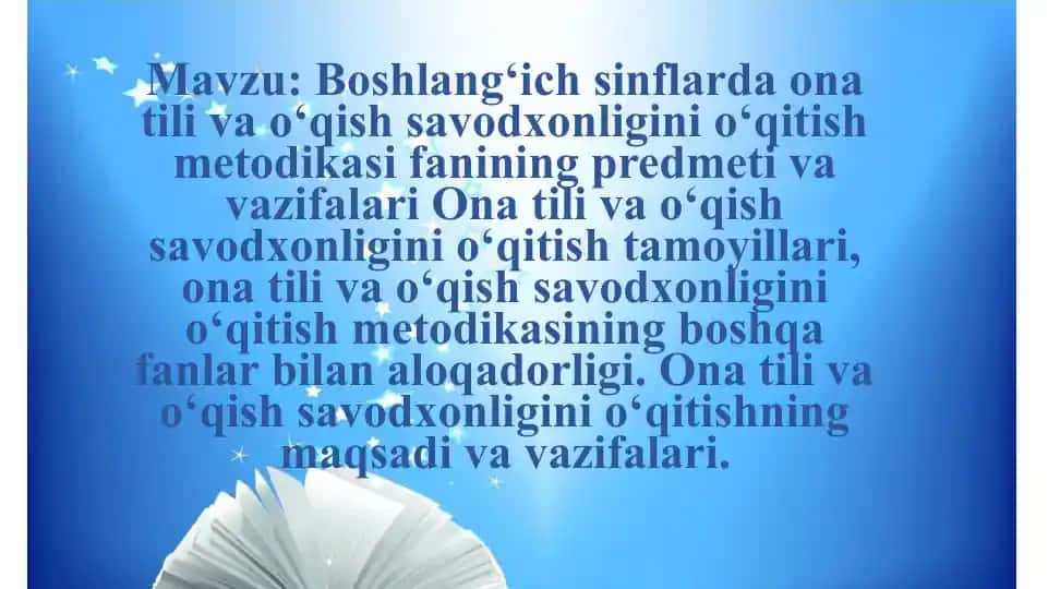 Ona tili o‘qitish metodikasi