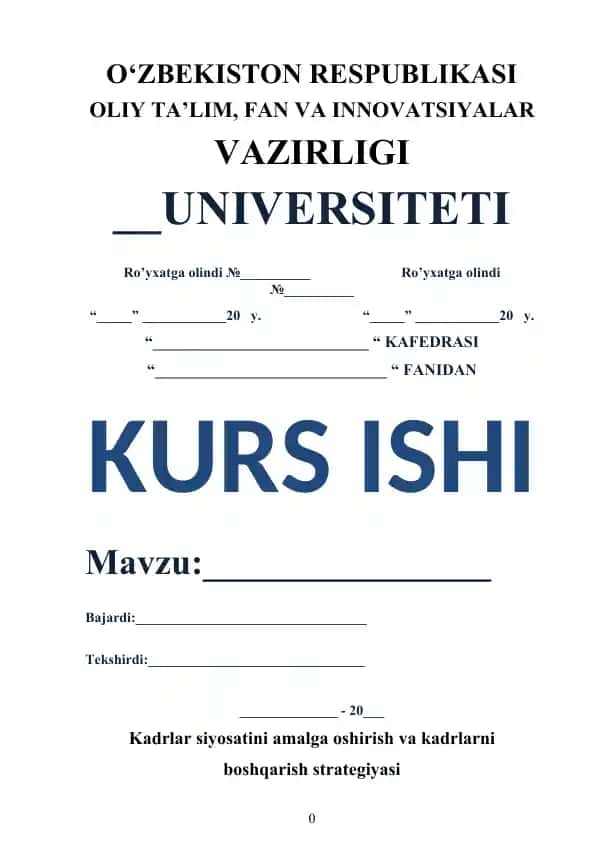 Kadrlar siyosatini amalga oshirish va kadrlarni boshqarish strategiyasi (ATB “Qishloq Qurilish Bank” misolida)