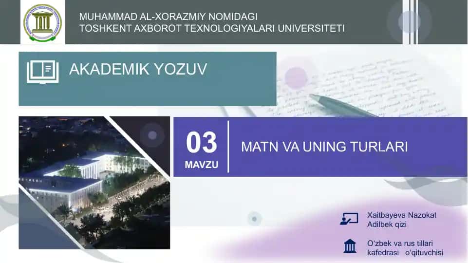 Matn va uning turlari