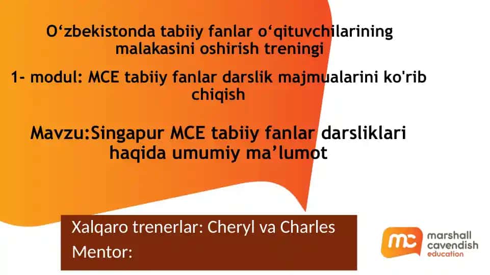 Singapur MCE Tabiiy Fanlar Darsliklari