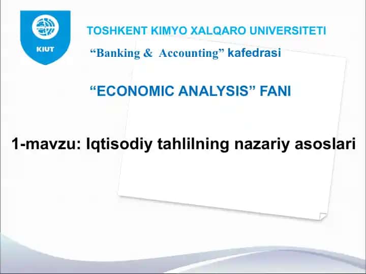 Iqtisodiy tahlilning nazariy asoslari