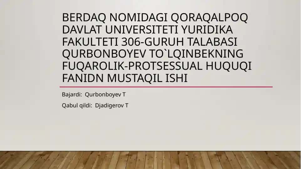 Fuqarolik-protsessual huquqi fanidn mustaqil ish