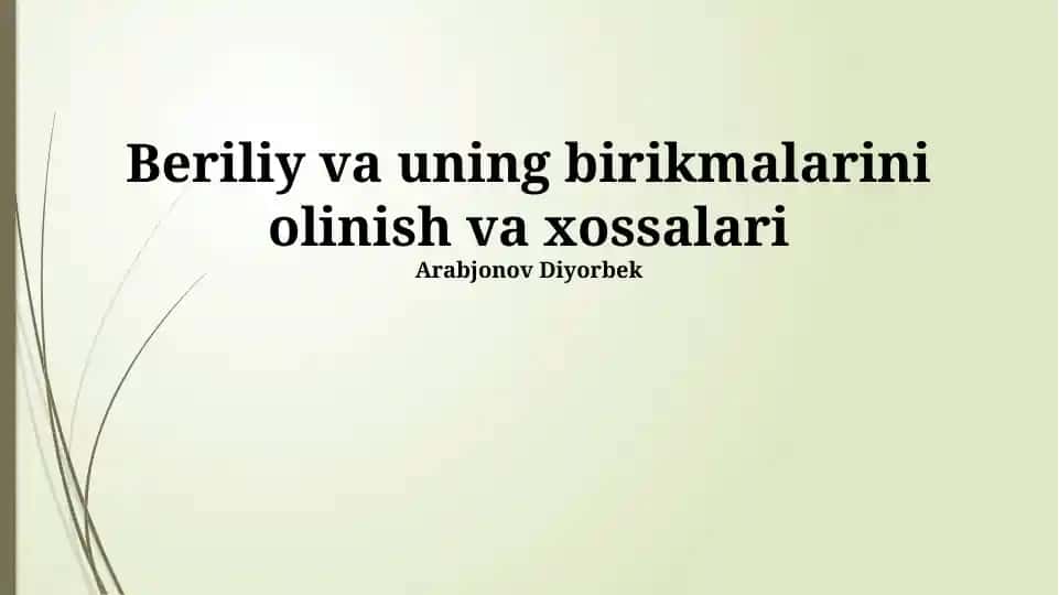 Berilliy va uning birikmalari
